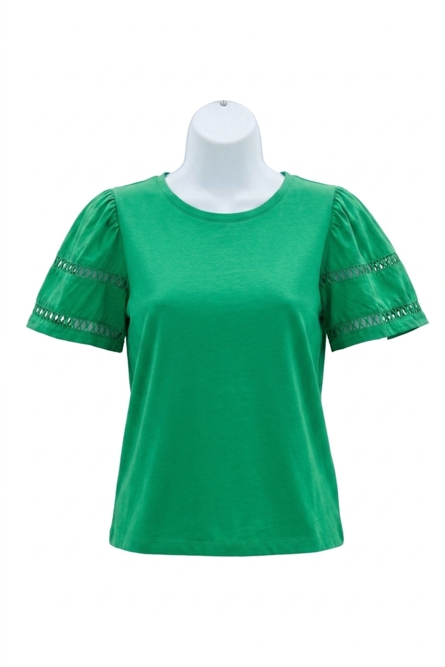 NEW TRIBAL cotton jersey flutter sleeve top in kelly green
